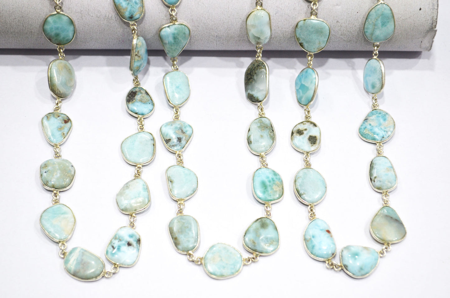 Natural Larimar Free Form Shape Smooth Connector Chain , 13 - 17 mm , RB-5940
