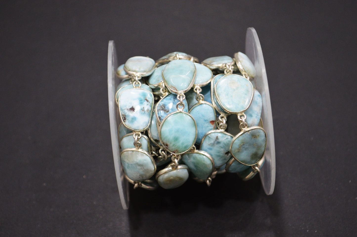 Natural Larimar Free Form Shape Smooth Connector Chain , 13 - 17 mm , RB-5940
