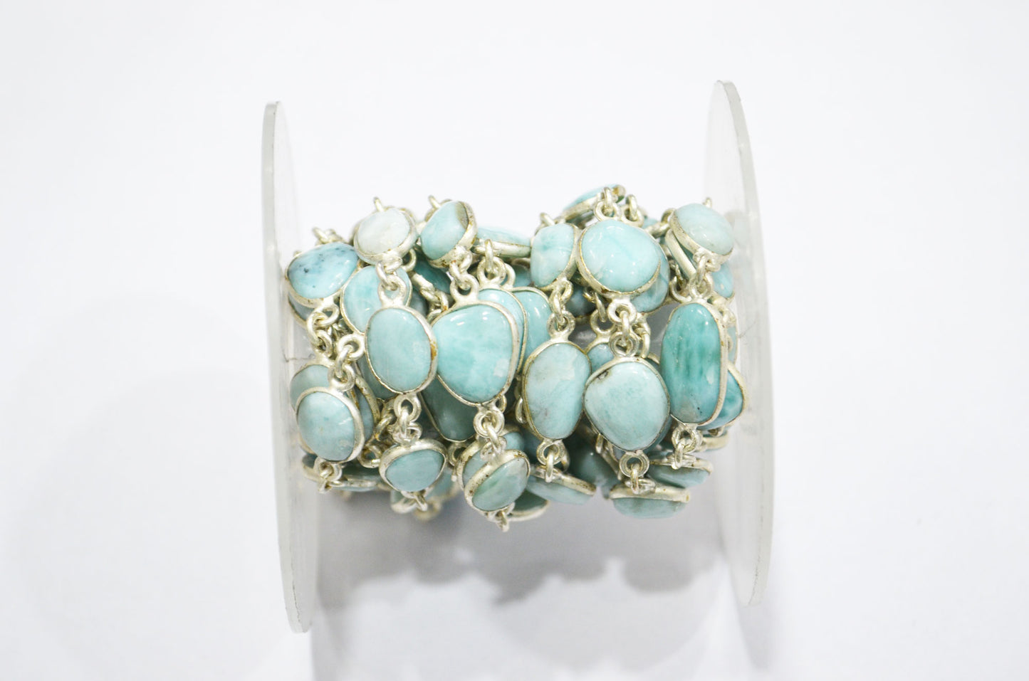 Natural Larimar Free Form Shape Smooth Connector Chain , 8 - 15 mm , RB-5941