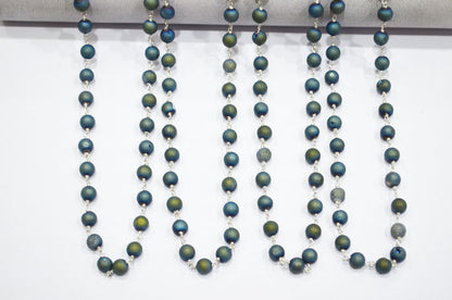 Ocean Green Druzy Matte Round Shape Rosary Beaded Chain , 5.50 - 6 mm , RB-5942