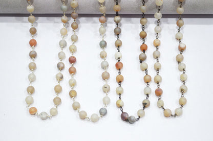 Natural Druzy Matte Round Shape Rosary Beaded Chain , 5.50 - 6 mm , RB-5946