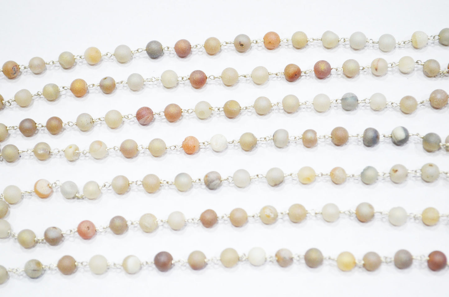 Natural Druzy Matte Round Shape Rosary Beaded Chain , 5.50 - 6 mm , RB-5946