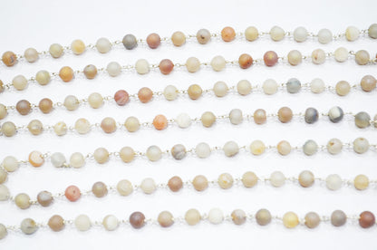 Natural Druzy Matte Round Shape Rosary Beaded Chain , 5.50 - 6 mm , RB-5946