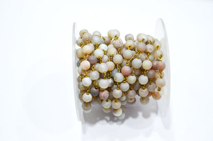 Natural Druzy Matte Round Shape Rosary Beaded Chain , 5.50 - 6 mm , RB-5946