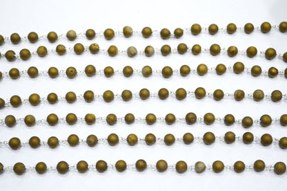 Gold Color Druzy Matte Round Shape Rosary Beaded Chain , 5.50 - 6 mm , RB-5947
