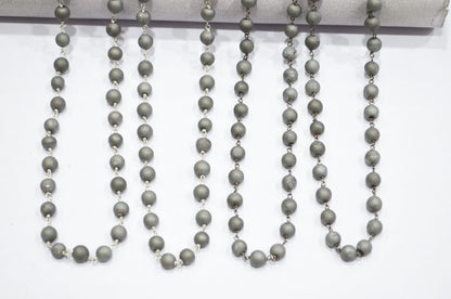 Grey Druzy Matte Round Shape Rosary Beaded Chain , 5.50 - 6 mm , RB-5950