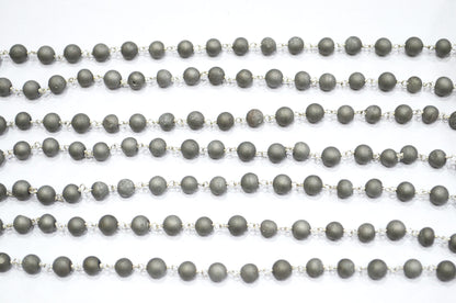Grey Druzy Matte Round Shape Rosary Beaded Chain , 5.50 - 6 mm , RB-5950