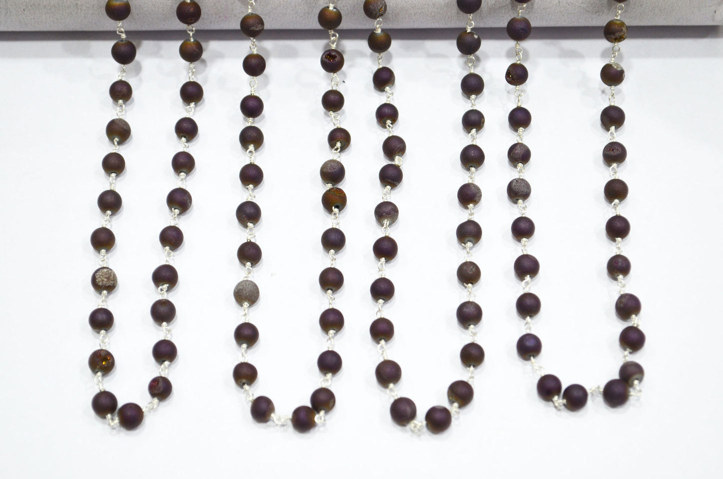 Purple Druzy Matte Round Shape Rosary Beaded Chain , 5.50 - 6 mm , RB-5951