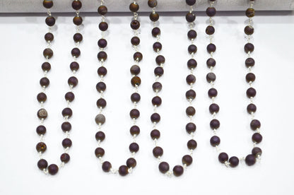 Purple Druzy Matte Round Shape Rosary Beaded Chain , 5.50 - 6 mm , RB-5951