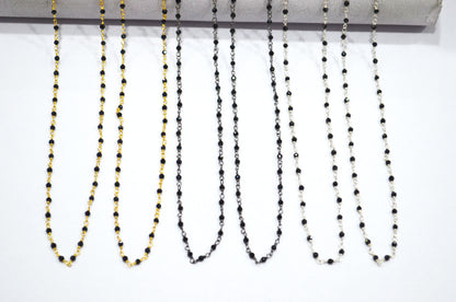 Black Spinel Rosary Beaded Chain , 2.50 mm , RB-5954