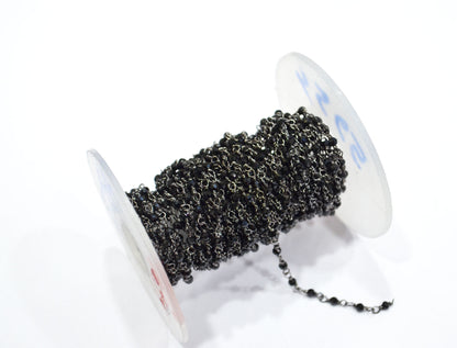 Black Spinel Rosary Beaded Chain , 2.50 mm , RB-5954