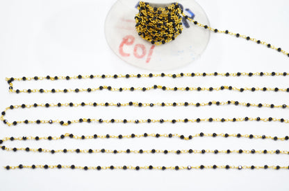 Black Spinel Rosary Beaded Chain , 2.50 mm , RB-5954