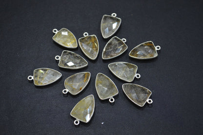 Golden Rutile Faceted Arrowhead Shape Connector , Sold By Piece , 12x19 mm , RB-5992