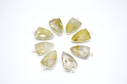 Golden Rutile Faceted Arrowhead Shape Connector , Sold By Piece , 12x19 mm , RB-5992
