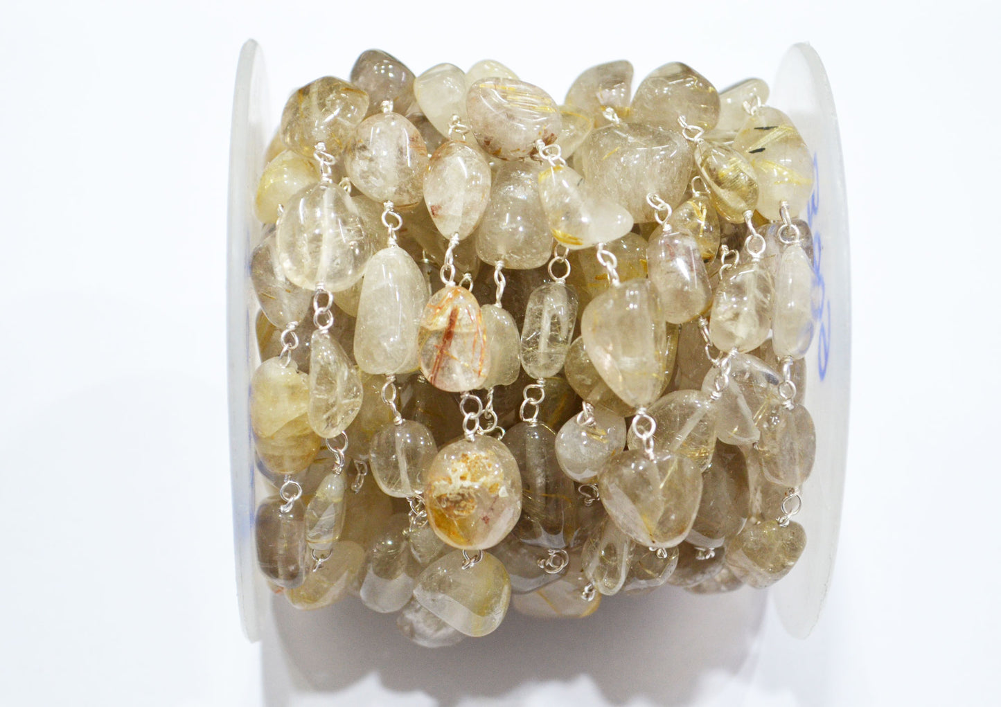 Golden Rutile Smooth Rosary Beaded Chain , 8 - 14 mm , RB-6008