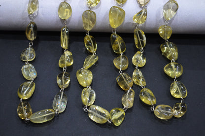 Lemon Quartz Smooth Rosary Beaded Chain , 6 - 11 mm , RB-6009