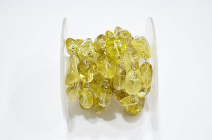 Lemon Quartz Smooth Rosary Beaded Chain , 6 - 11 mm , RB-6009