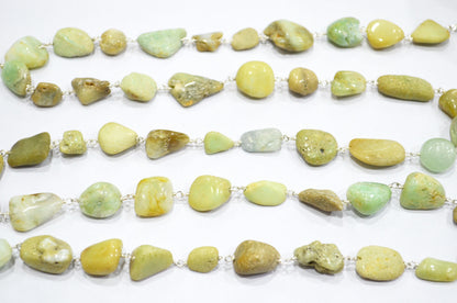 Raw Organic Chrysoprase Smooth Rosary Beaded Chain , 8 - 15 mm , RB-6010