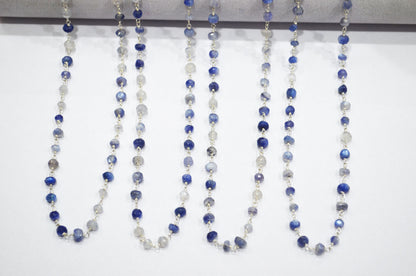 Blue Sapphire Colored Moonstone Faceted Rondelle Shape Chain , 4 - 4.50 mm , RB-6023