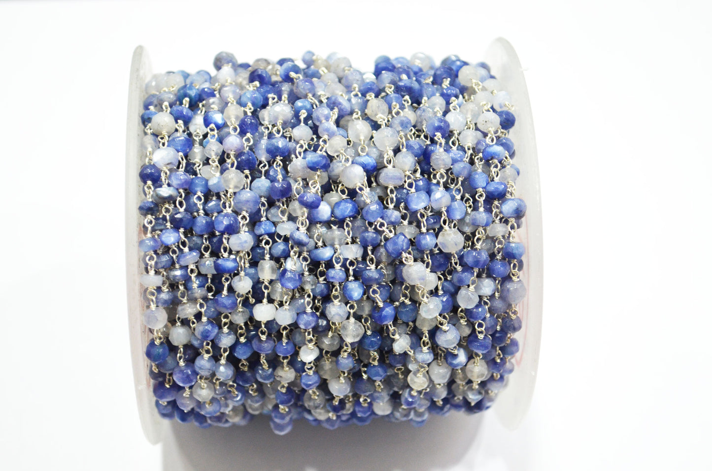 Blue Sapphire Colored Moonstone Faceted Rondelle Shape Chain , 4 - 4.50 mm , RB-6023