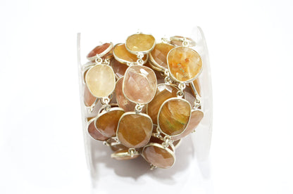 Natural Camel Rutile Faceted Slice Shape Connector Chain , 14 - 18 mm , RB-6029