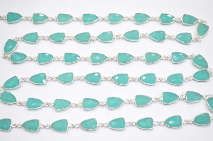 Aqua Color Hydro Quartz Faceted Trillion Shape Connector Chain , 10x13 mm , RB-6043