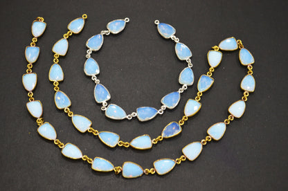Opalite Hydro Quartz Faceted Trillion Shape Connector Chain , 10x13 mm , RB-6044