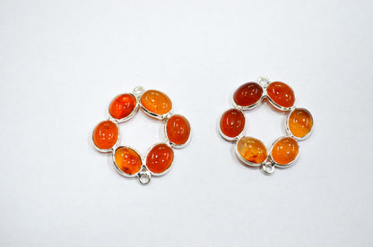 Carnelian Smooth Flower Shape Spacer Charm Connector , Sold By Piece , 3 cm , RB-6053
