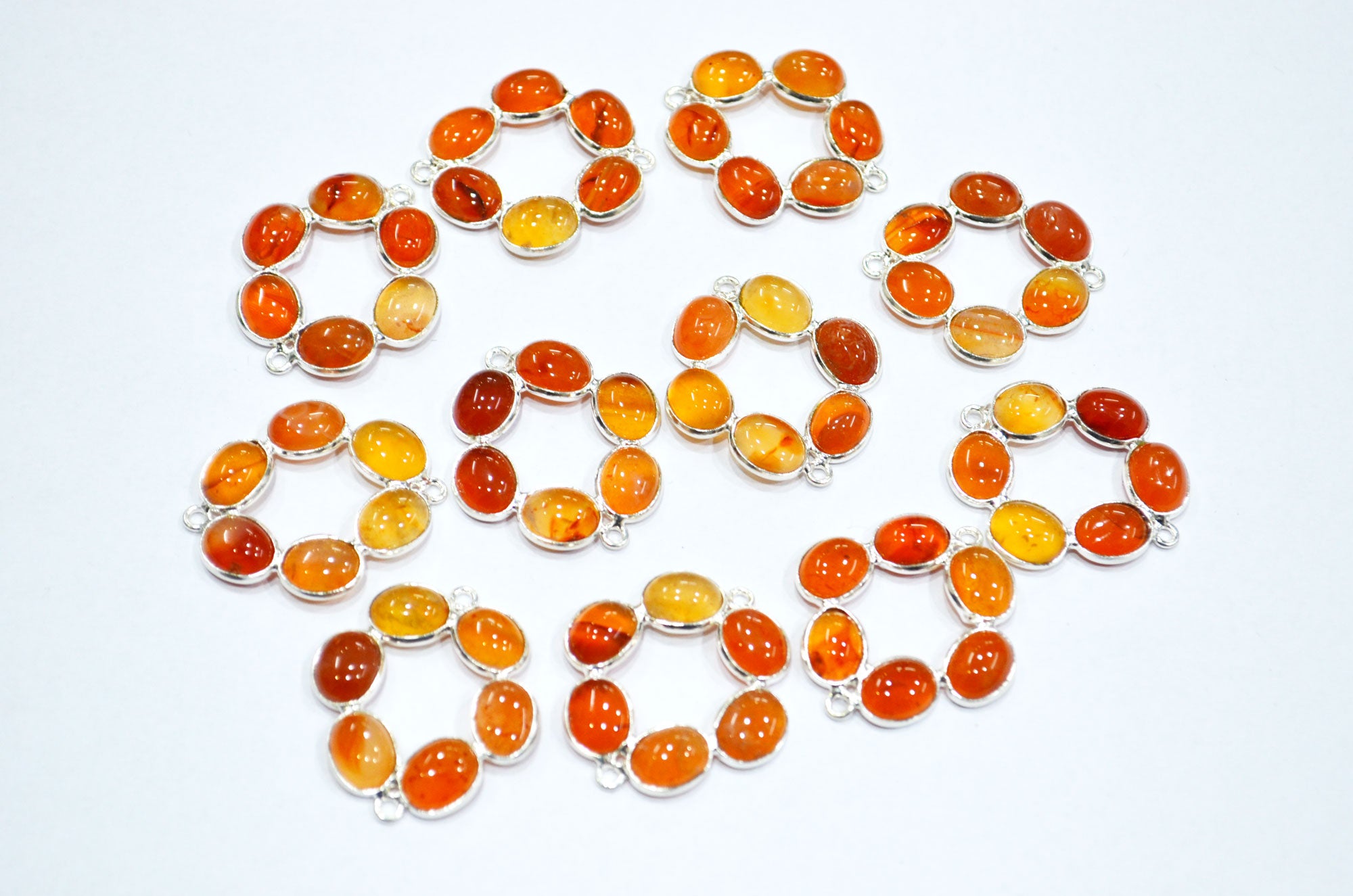 Carnelian Smooth Flower Shape Spacer Charm Connector , Sold By Piece , 3 cm , RB-6053