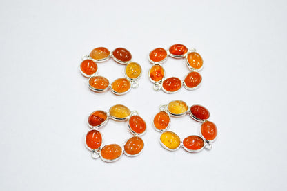 Carnelian Smooth Flower Shape Spacer Charm Connector , Sold By Piece , 3 cm , RB-6053