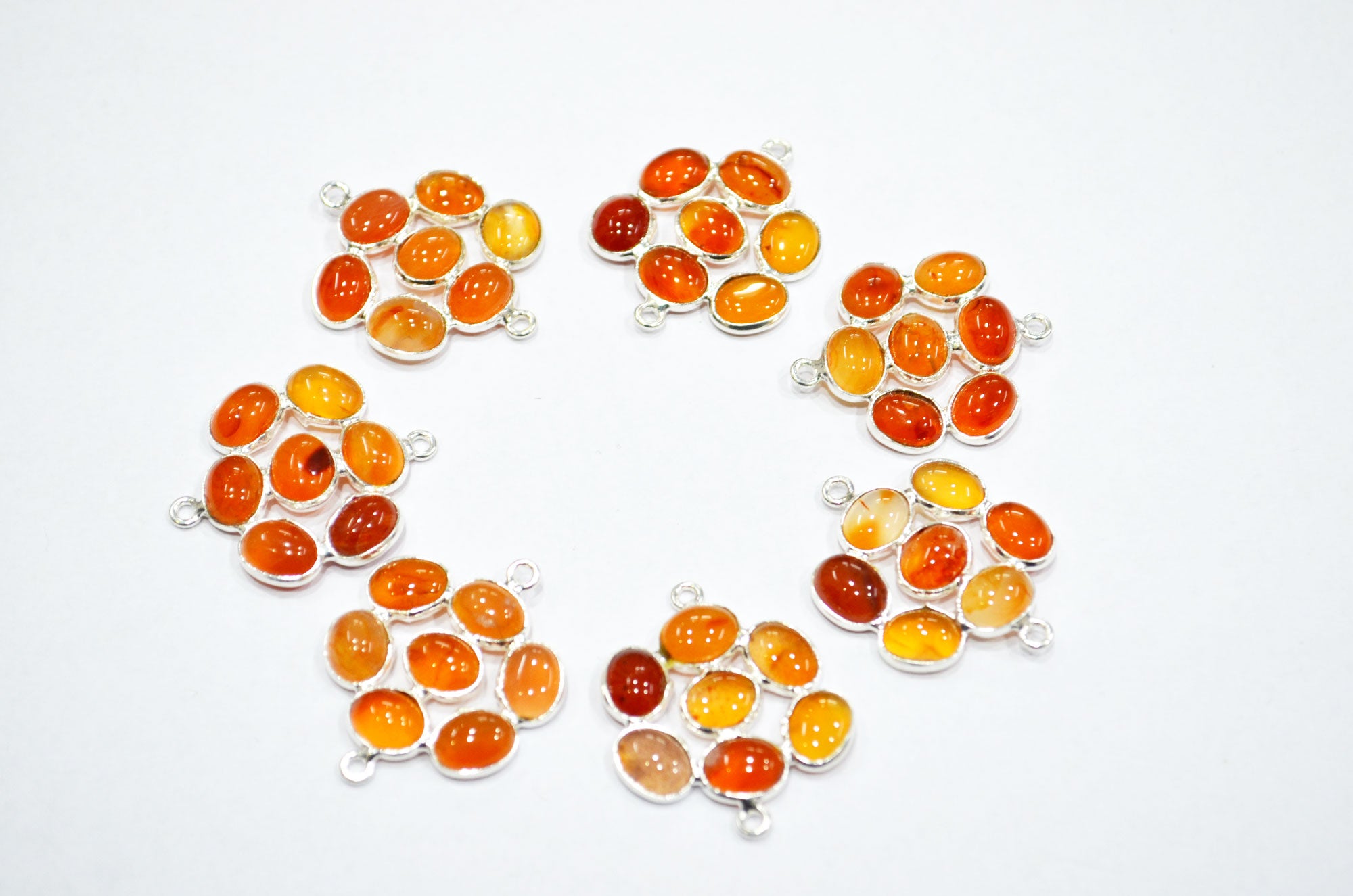 Carnelian Smooth Flower Shape Spacer Charm Connector , Sold By Piece , 2.50 - 3 cm , RB-6054
