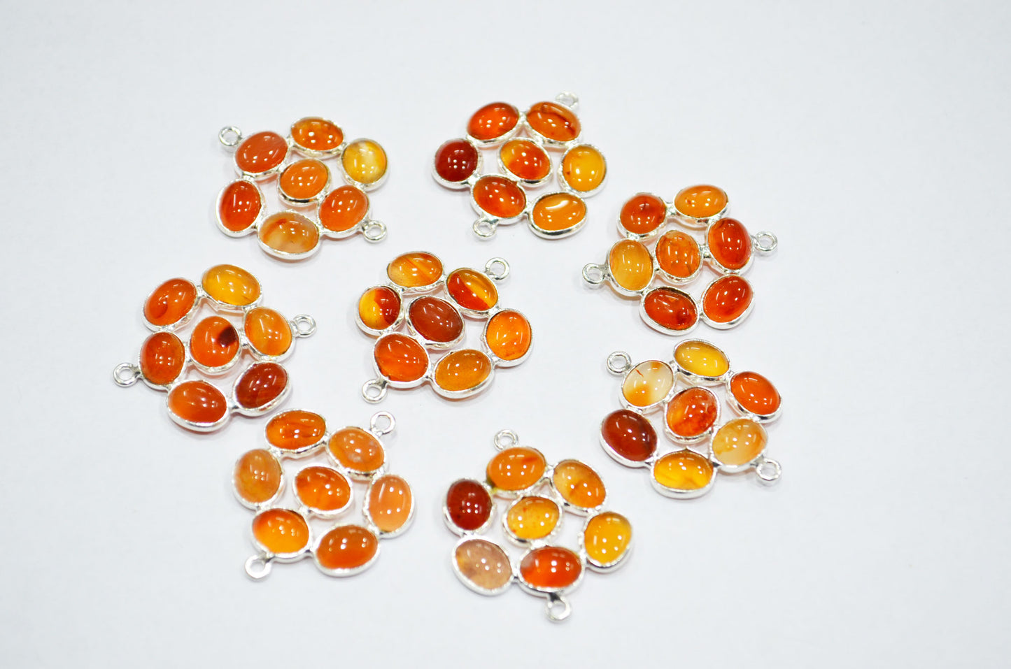Carnelian Smooth Flower Shape Spacer Charm Connector , Sold By Piece , 2.50 - 3 cm , RB-6054