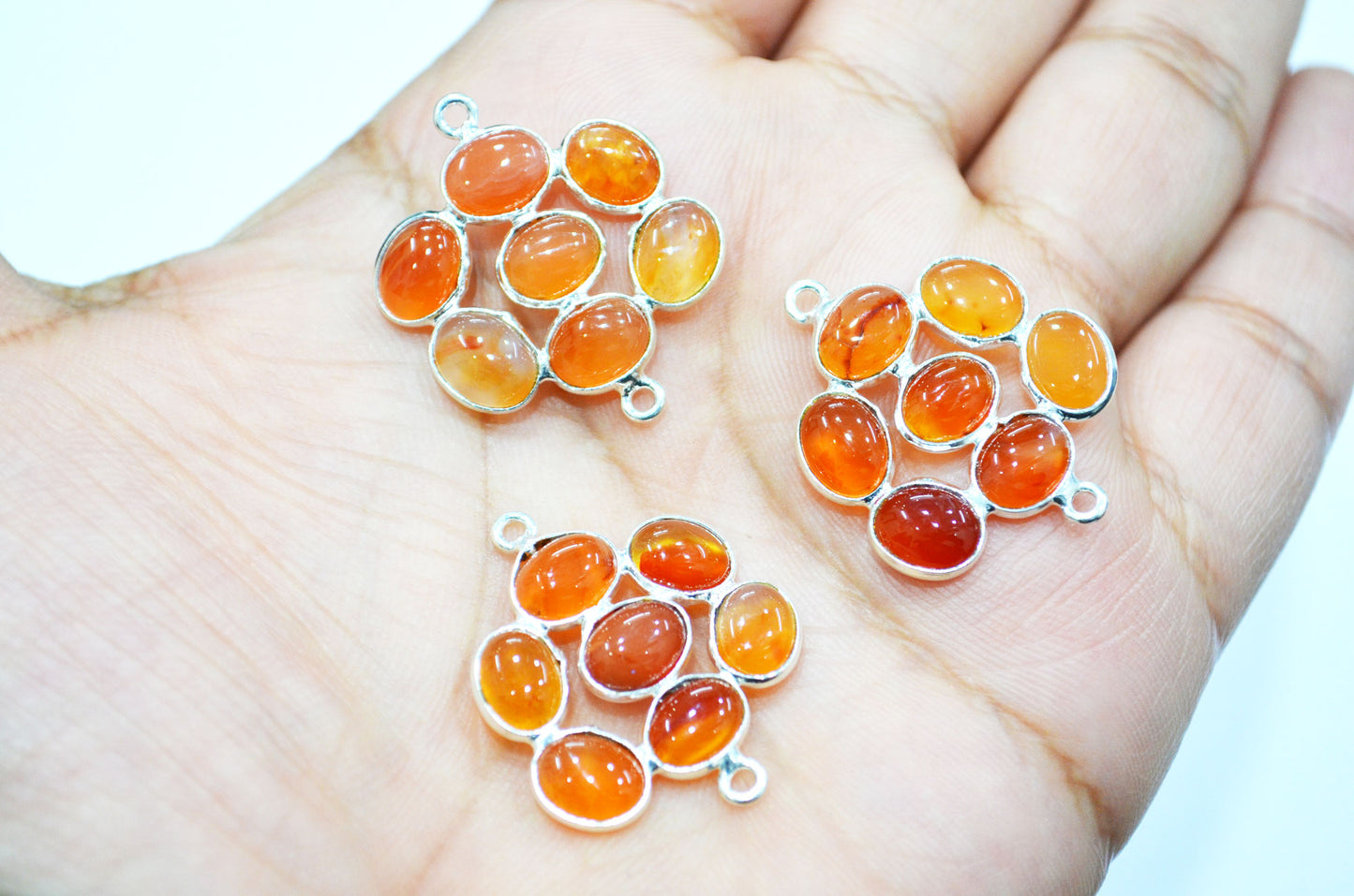 Carnelian Smooth Flower Shape Spacer Charm Connector , Sold By Piece , 2.50 - 3 cm , RB-6054
