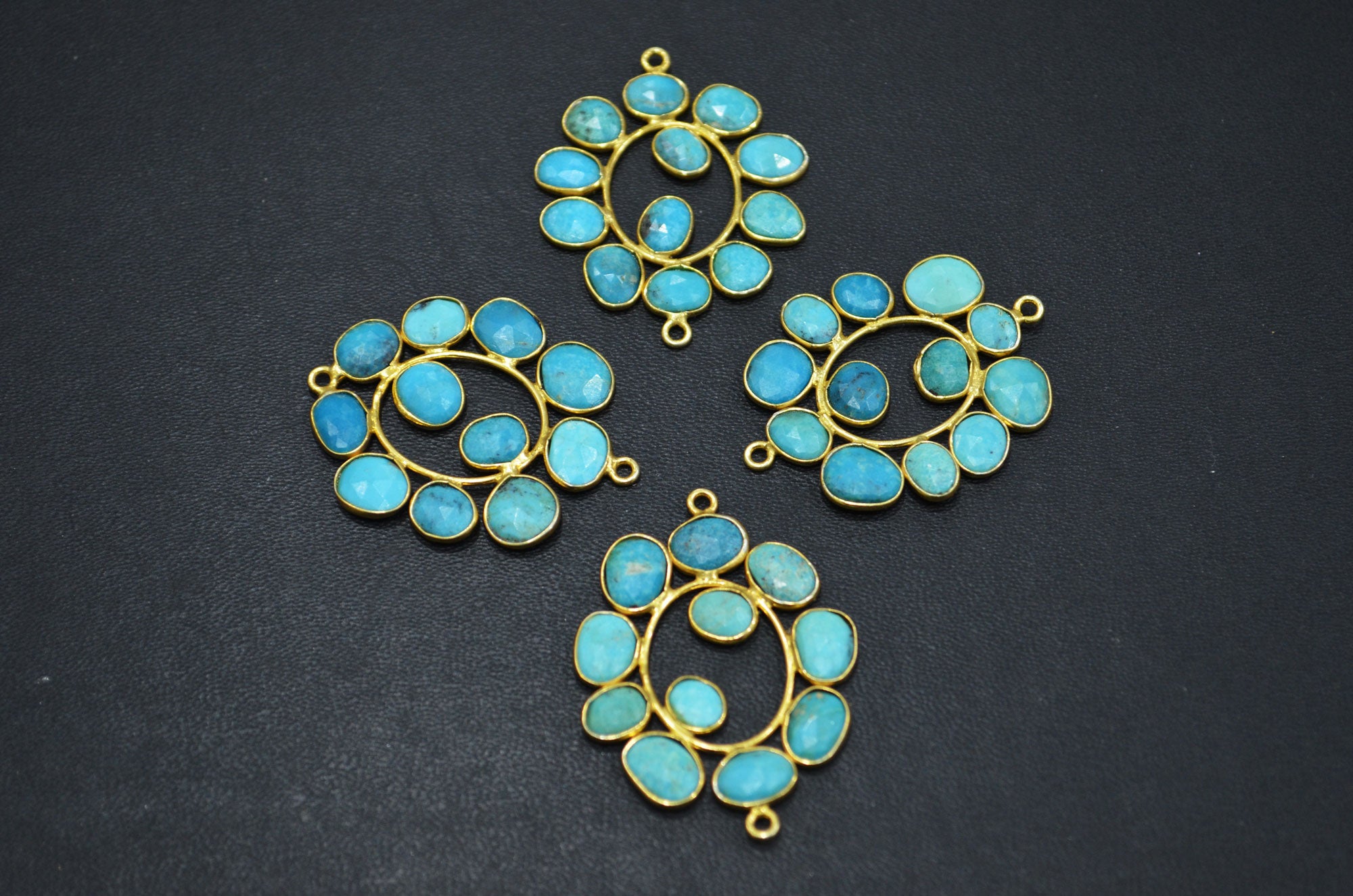 Arizona Turquoise Sterling Silver Oval Shape Connector , Sold By Piece , 3 - 3.50 cm , RB-6071