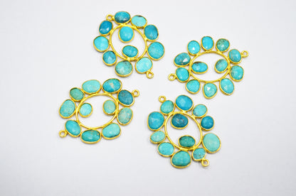 Arizona Turquoise Sterling Silver Oval Shape Connector , Sold By Piece , 3 - 3.50 cm , RB-6071