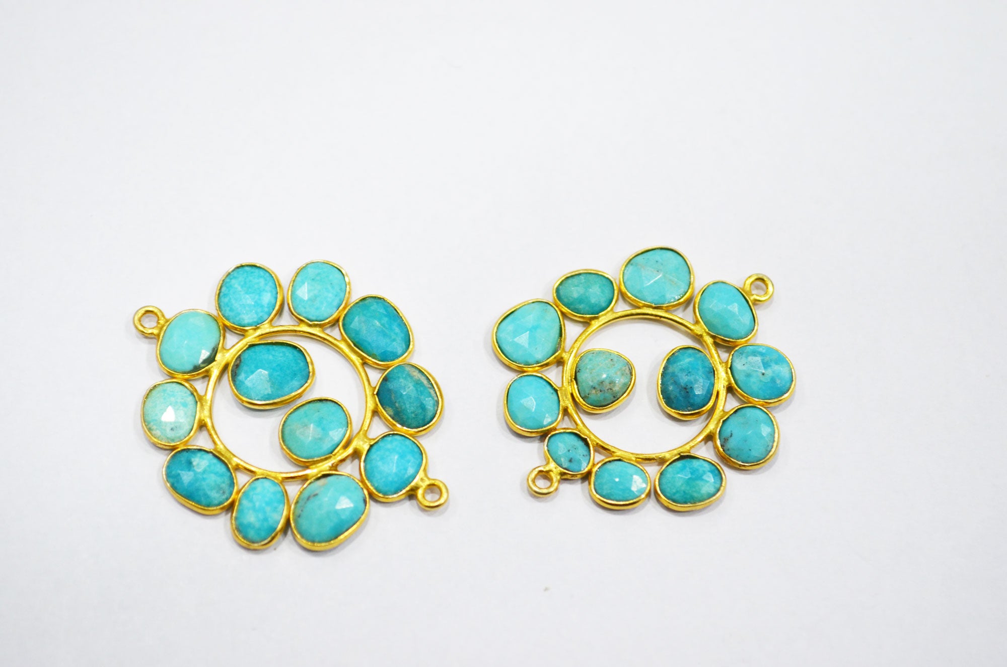 Arizona Turquoise Sterling Silver Coin Shape Connector , Sold By Piece , 3 - 3.50 cm , RB-6073