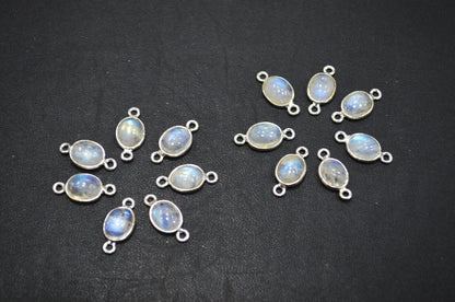 Rainbow Moonstone Smooth Oval Shape Double Bail Connector , Sold By Piece , 8x16 mm , RB-6076
