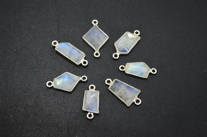 Rainbow Moonstone Faceted Fancy Cut Cab Shape Connector , Sold By Piece , 6 - 10 mm , RB-6077