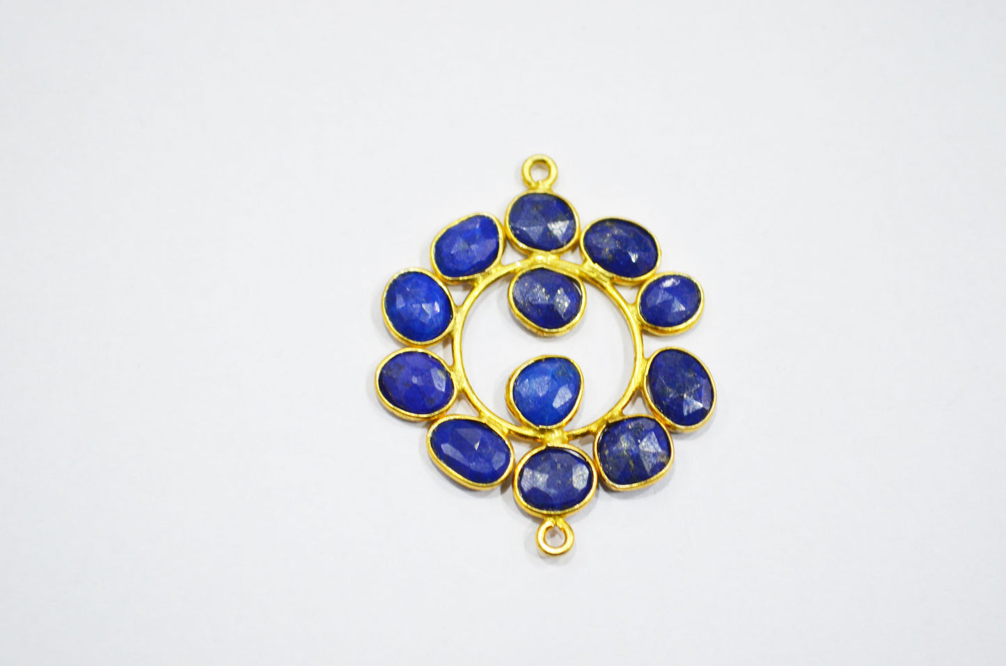 Natural Lapis Lazuli Sterling Silver Coin Shape Connector , Sold By Piece , 3 - 3.50 cm , RB-6078