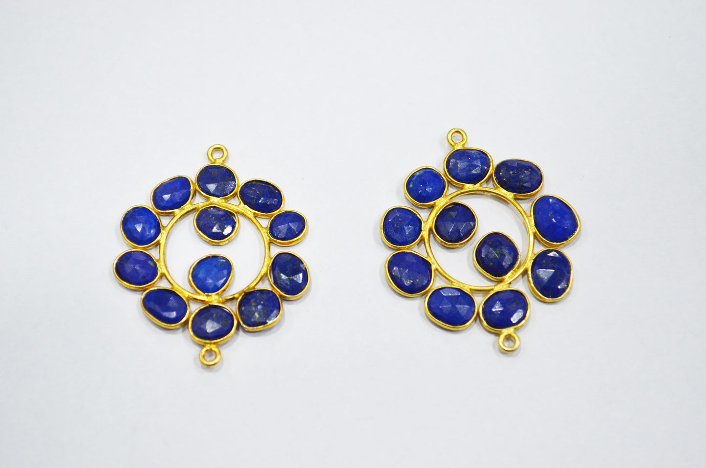 Natural Lapis Lazuli Sterling Silver Coin Shape Connector , Sold By Piece , 3 - 3.50 cm , RB-6078