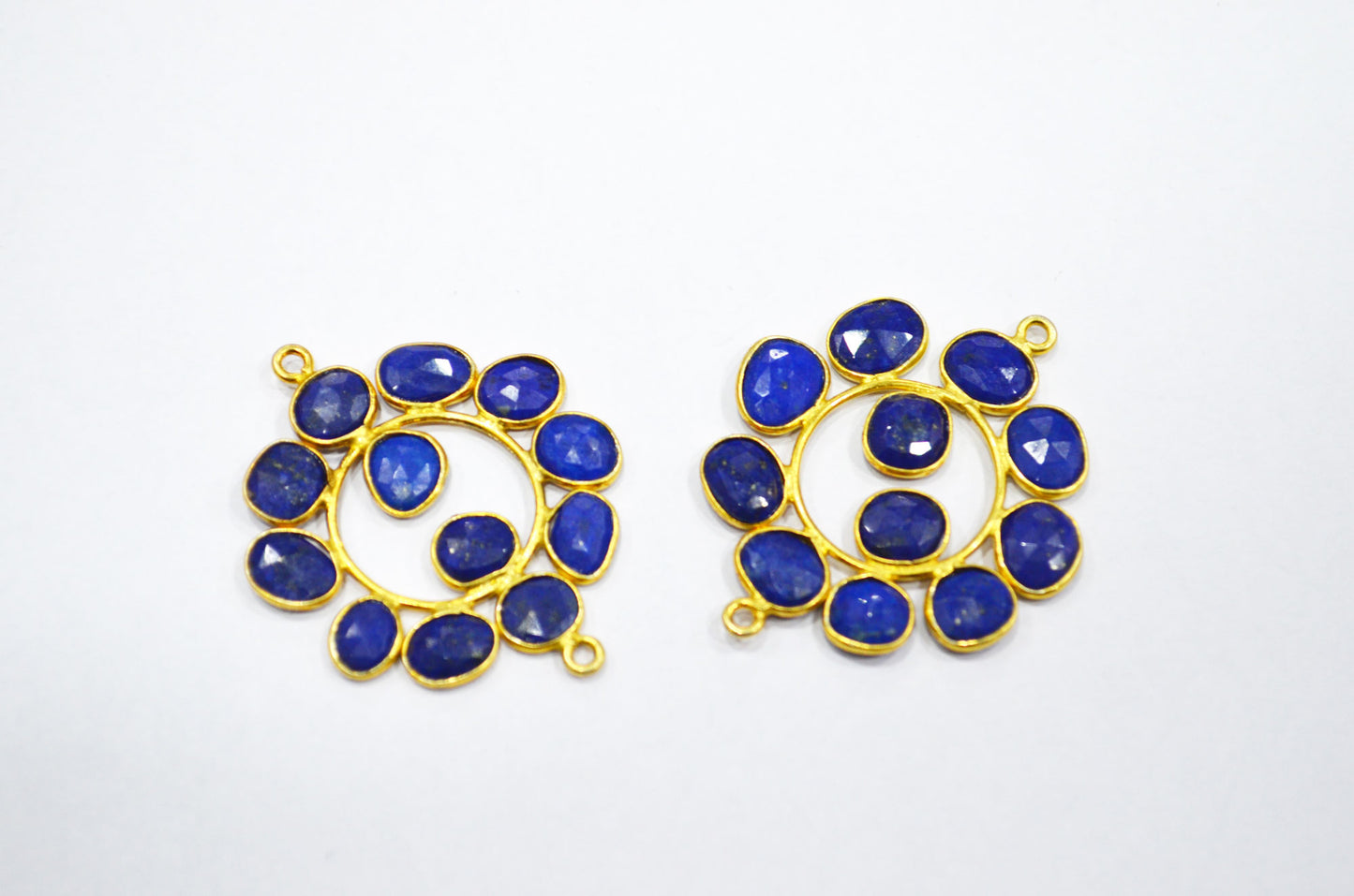 Natural Lapis Lazuli Sterling Silver Coin Shape Connector , Sold By Piece , 3 - 3.50 cm , RB-6078