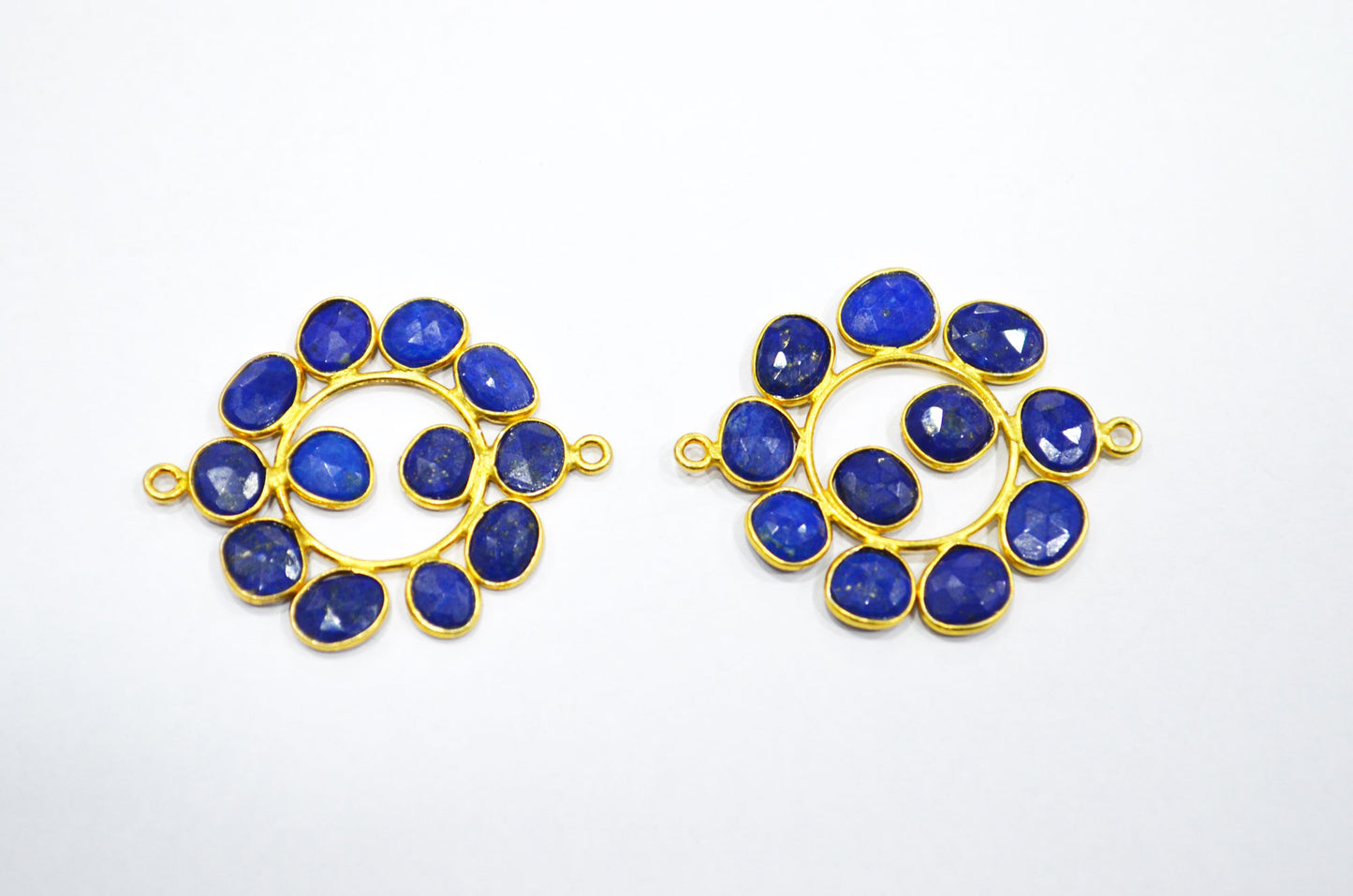 Natural Lapis Lazuli Sterling Silver Coin Shape Connector , Sold By Piece , 3 - 3.50 cm , RB-6078