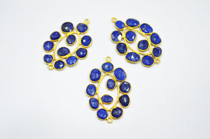 Natural Lapis Lazuli Sterling Silver Marquise Shape Connector , Sold By Piece , 3 - 3.50 cm , RB-6079