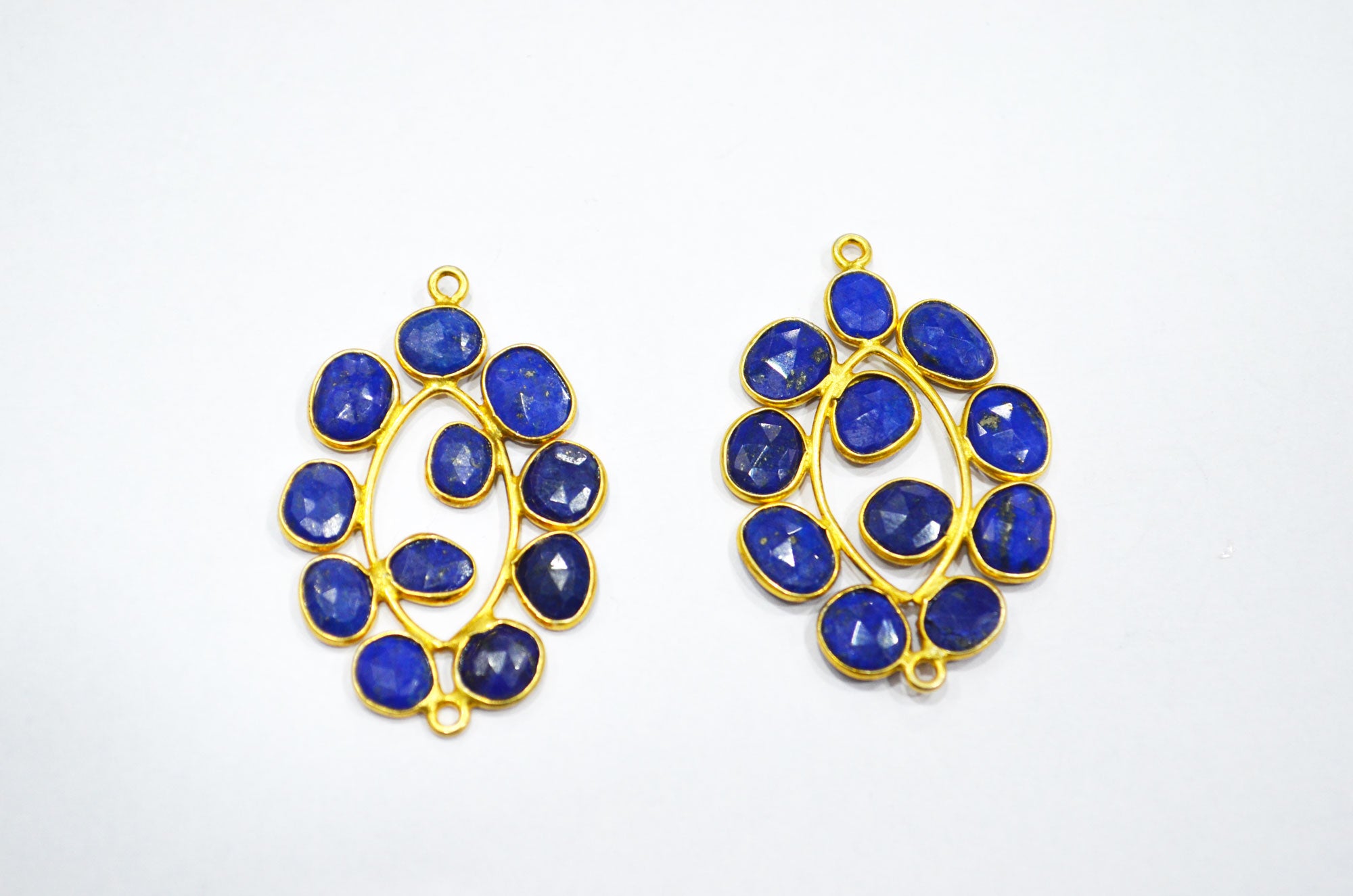 Natural Lapis Lazuli Sterling Silver Marquise Shape Connector , Sold By Piece , 3 - 3.50 cm , RB-6079