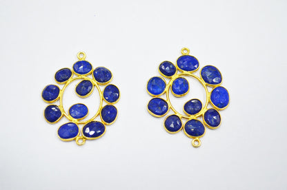 Natural Lapis Lazuli Sterling Silver Oval Shape Connector , Sold By Piece , 3 - 3.50 cm , RB-6080A