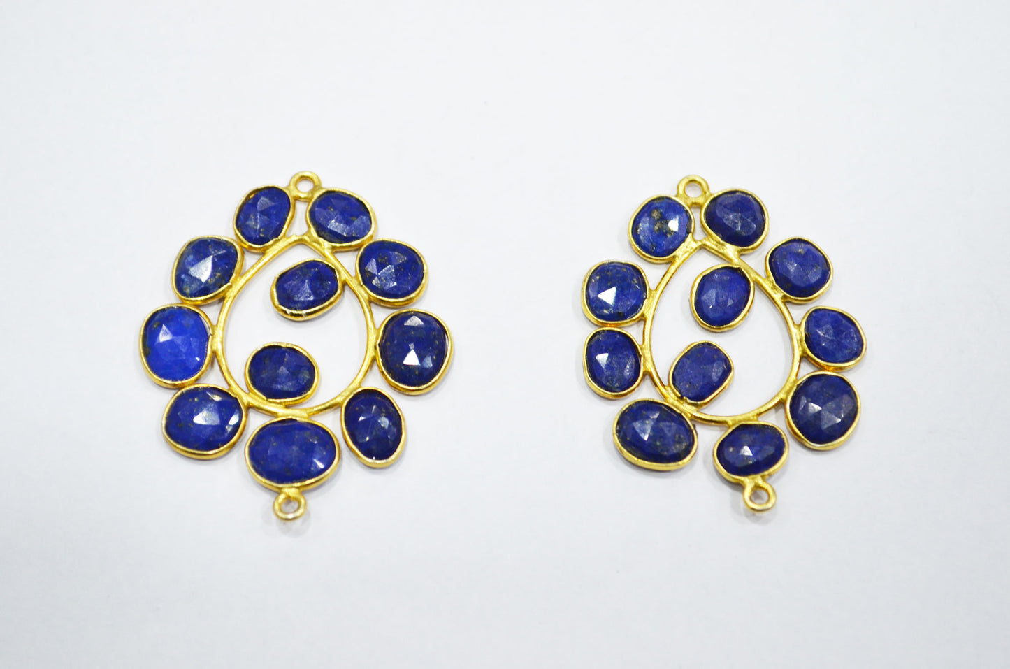 Natural Lapis Lazuli Sterling Silver Pear Shape Connector , Sold By Piece , 3 - 3.50 cm , RB-6080B