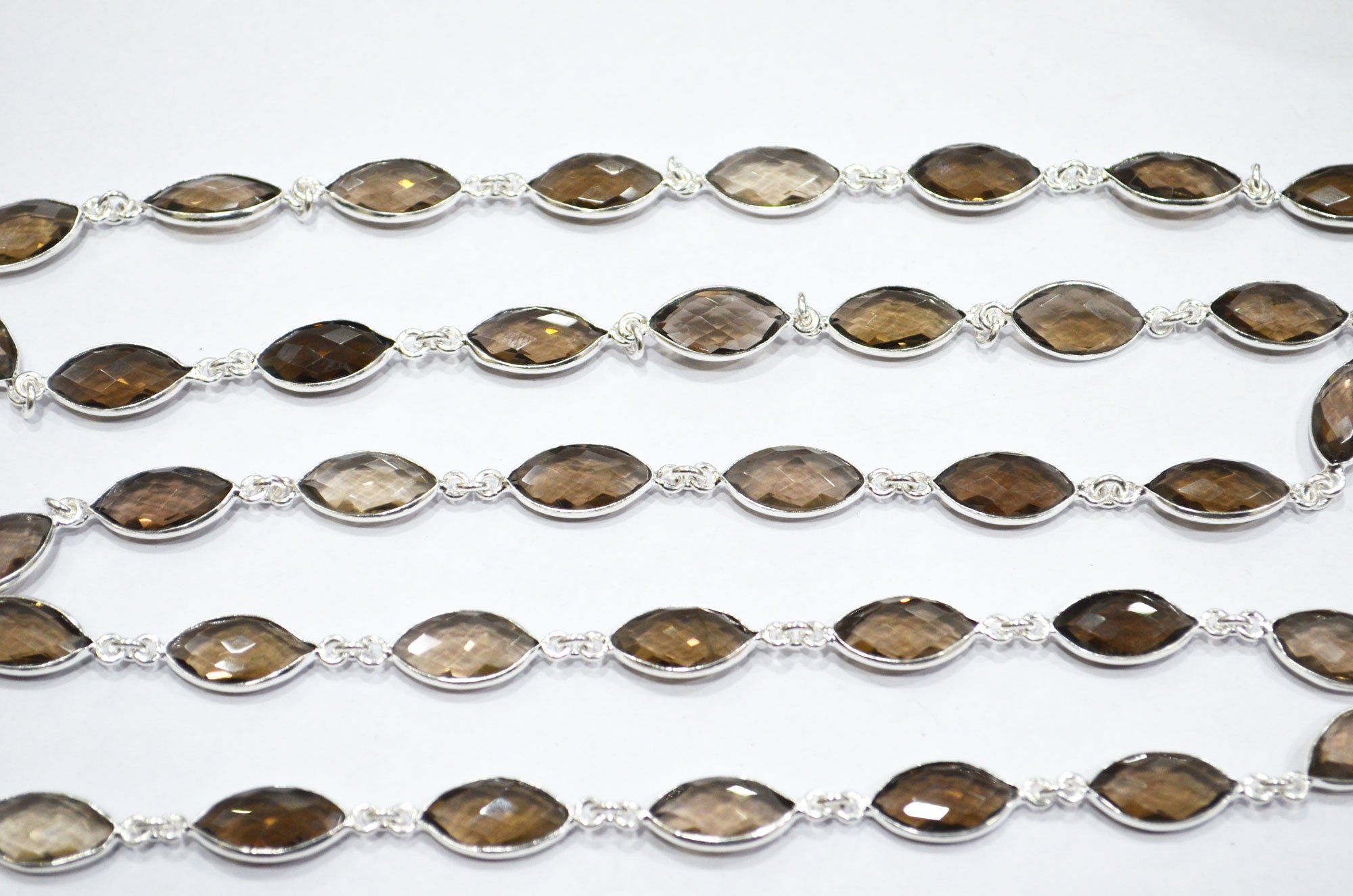 Smoky Hydro Quartz Faceted Marquise Shape Connector Chain , 8x15 mm , RB-6088