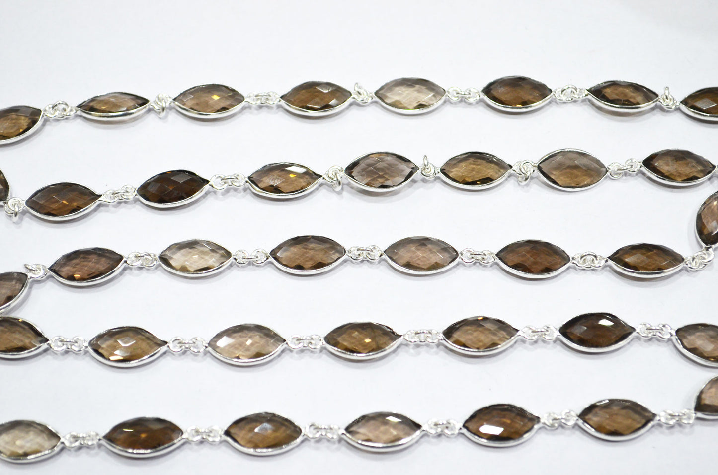 Smoky Hydro Quartz Faceted Marquise Shape Connector Chain , 8x15 mm , RB-6088