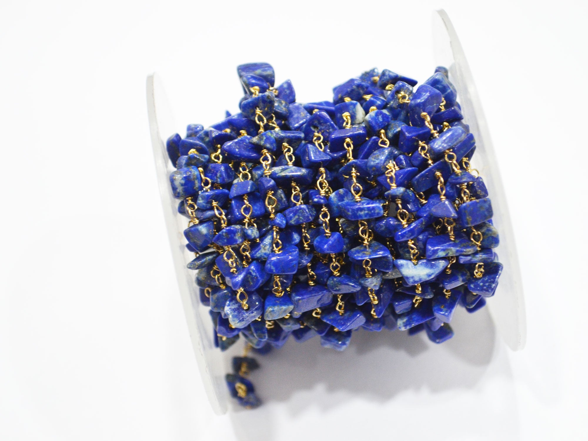 Lapis Lazuli Smooth Irregular Flat Chips Shape Rosary Beaded Chain , 2 - 4.50 mm , RB-6113