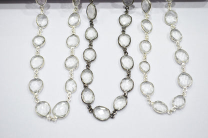 Rock Crystal Faceted Slice Shape Connector Chain , 13 - 18 mm , RB-6094
